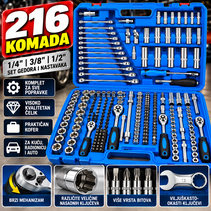 PROFESIONALNI SET ALATA 216 KOM