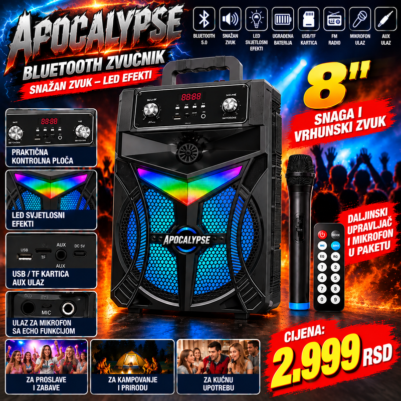APOCALYPSE BLUETOOTH ZVUČNIK 8"