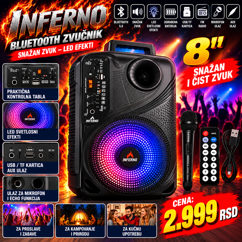 INFERNO BLUETOOTH ZVUČNIK 8"